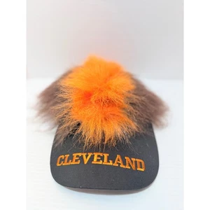 Cleveland Browns Novelty Hat Faux Fur Hair Orange Brown Football Fan - Picture 1 of 9