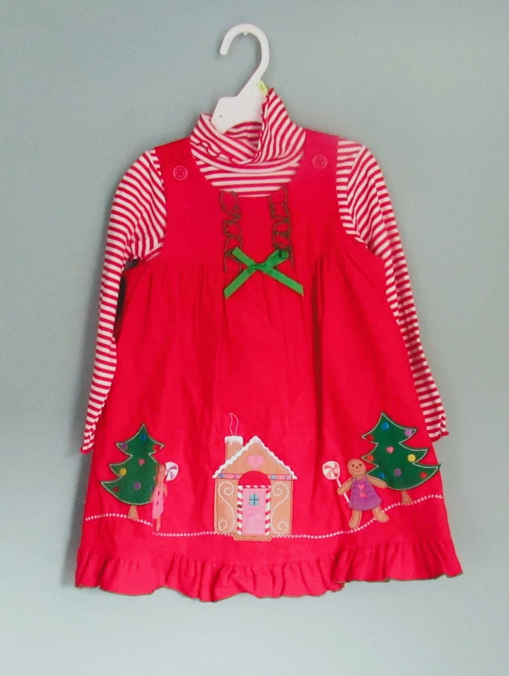 BUEN LAD NIÑAS PAN DE JENGIBRE NAVIDAD ROJO PANA JUMPER VESTIDO Y TOP TALLA 4 NUEVO Foto 1 de 1