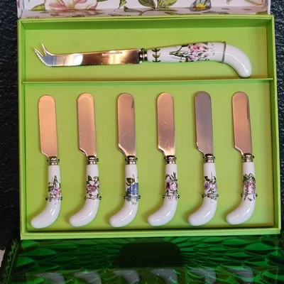 Cuchillo de queso Portmeirion jardín botánico y 6 esparcidores asas de porcelana ¡Nuevo! Foto 1 de 4