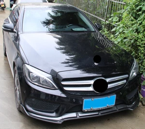 Front Bumper Spoiler Lip Splitter Carbon Look For MB C-Class W205 AMG C63 2015- - Picture 1 of 4