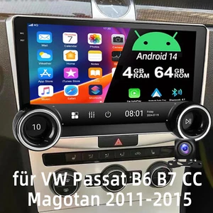 4+64GB Android 14 Autoradio Für VW Passat B7 CC Magotan Carplay GPS WiFi FM +KAM - Bild 1 von 13