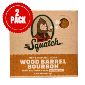 Dr. Squatch All Natural Bar Soap for Men w/ Medium Grit Wood Barrel Bourbon 2pk - Picture 1 of 9