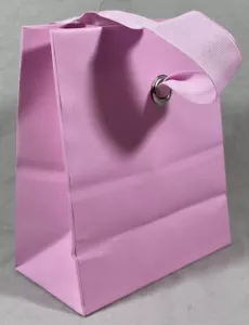 Lot of 8 NEW Hallmark Solid Pink Gift Bags Small 6” Ribbon Handle - Picture 1 of 8