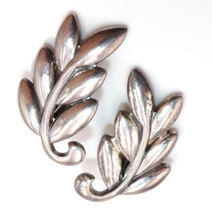 Danecraft Large VTG 12.7gr Sterling Silver Leaf Vine Plant Clip On Earrings FZ - Picture 1 of 3