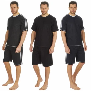 Mens T-Shirt Top & Shorts PJ Jersey Cotton Loungewear Casual Cosy Set - Picture 1 of 16