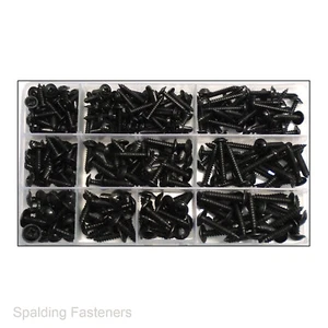 Pozi Black Self Tapping Screws Flanged Pan Head - No. 4 6 8 10 - Picture 1 of 15