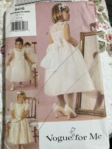 9416 Vogue Fir Me Girls Party / Flower Girl Dress Patterns Size 2-4 Uncut - Picture 1 of 2