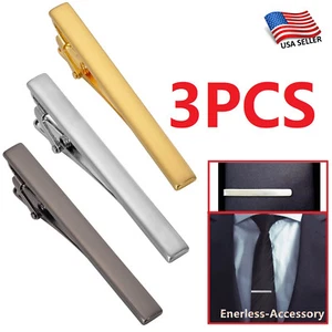 3PCS Set Slim Skinny Regular Ties Necktie Clasp Mens Tie Clip Bar US Warehouse - Picture 1 of 10