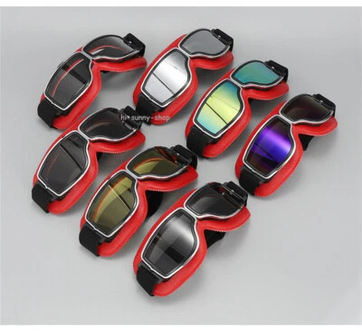 Gafas rojas para motocicletas vintage a prueba de viento retro gafas de motocross gafas Foto 1 de 4