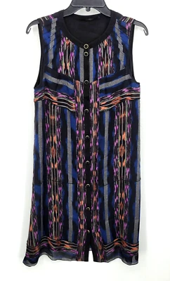 Proenza Schouler Dress Womens 8 Aztec Tribal Silk Sleeveless Lined Pleated Neck - Image 1 of 4