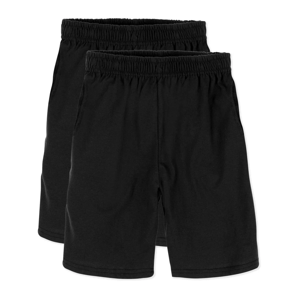 Hanes Boys Comfort Soft Jersey Pocket Active Short Value Pack 2 Pack Black XL