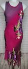 BETSEY JOHNSON Vtg Silk Floral Velvet  Pink Purple Ombre Midi Dress Girls Sz 14