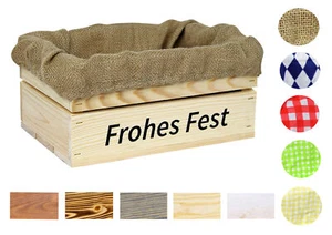 Holzkiste Weihnachten Druck Frohes Fest verschiedene Farben und Stoffeinlagen - Bild 1 von 7
