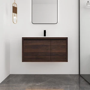 36"Bathroom Vanity Cabinet Wall Mounted Floating Vanity /Sink Basin Walnut Color - Picture 1 of 9