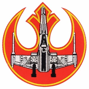Star Wars Rebel Alliance Symbol and X-Wing 4 " Wide Embroidered Iron On Patch - Picture 1 of 1