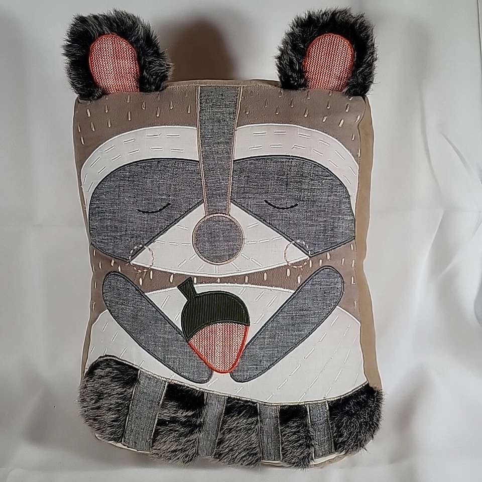 Almohada Pottery Barn Kids Peluche Mapache Rectángulo Critter ¡Linda! Foto 1 de 4