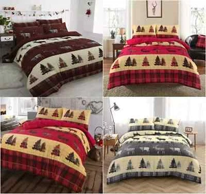 Stag Flannel Soft Cosy Christmas Duvet Cover 100% Brushed Cotton XMAS Bedding - Picture 1 of 7