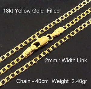 Gold Chains Real Yellow 18ct Filled Solid Ladies 2mm Curb Link Pendant Necklace - Picture 1 of 10