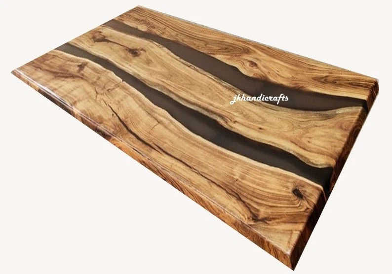Glossy Epoxy Table Top Resin Table Walnut Custom Order For Living Room Decor - Image 1 of 1