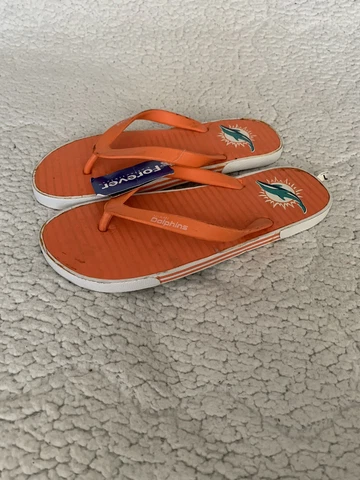 Flip Flop Sandals Mens NFL Miami Dolphins “Forever Collectibles” Orange Large Cover
