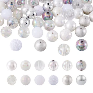 60Pcs 20mm Round Acrylic Beads 12 Styles Chunky Bubblegum Disco Ball Bead Mixed - Picture 1 of 6