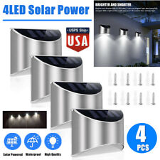 4Pcs Outdoor Solar 4 Led Wall Lights Path Garden Patio Pathway Stairs Fence Lamp