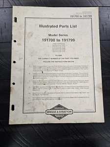 Briggs & Stratton Illustrated Engine Parts List Models 191700 To 191799 - Picture 1 of 4