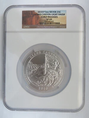 2010 5 oz Silver P United States America Grand Canyon Light Finish NGC SP69 25C - Image 1 of 2