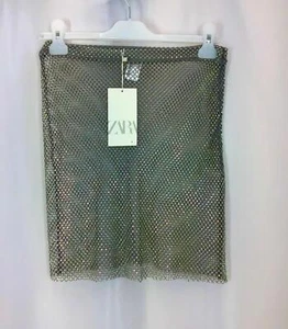 Zara Silver Diamonte Overskirt UK M - Picture 1 of 4