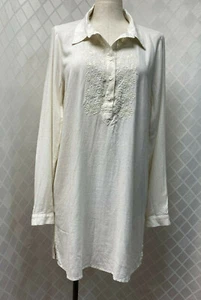 WOMEN'S 9/10 TOV LONG SLEEVE FLORAL EMBROIDERED DETAIL BUTTON FRONT SHIRT DRESS - Picture 1 of 10