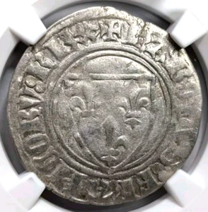 Carlos VI Francia Plata Blanco Guenar 1380-1422 NGC VF35 Era Santa Juana de Arco - Imagen 1 de 11