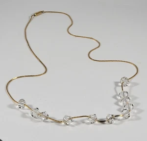 Fashion Necklace Gold Tone Chain Interchangeable 11 Crystals 18" - Picture 1 of 3