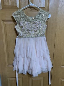 Rare Editions Girl's Sequin Lace Detail Ruffled Tulle Dress Pink Size 10 Flounce - Picture 1 of 12