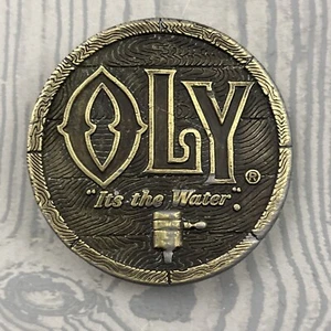 OLY Vintage Belt Buckle Keg Olympia Beer Brewing Bergamont Brass Round Brewery - Picture 1 of 7
