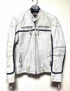 Giacca di pelle Schott NYC usata per uomo media pelle bianca biker jacket casual - Foto 1 di 9