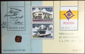 Aland 1993 Post Office Ferry Boat Transport Kleinbogen postfrisch - Bild 1 von 2