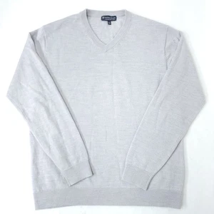 Suéter Pullover Hart Schaffner Marx Para Hombres M Extra Fino Lana Merino Cuello en V Gris - Imagen 1 de 10