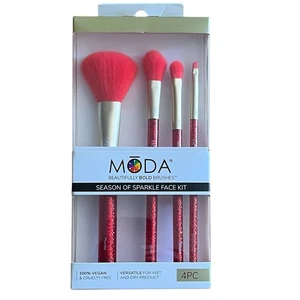 MODA 4 Piezas Temporada de Brillo Rostro y Ojos Kit Pinceles de Maquillaje - Húmedo y Seco - Imagen 1 de 5