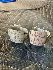 Vintage Bicycle City License Tags , 1955 & 1956 - Picture 1 of 3