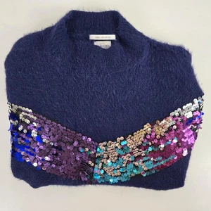 ZARA Mädchen Pailletten Strick Pullover 9-10 Y 140 cm dunkelblau Winter Fancy Collection - Bild 1 von 19