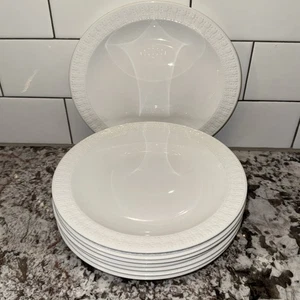 Vintage Centura von Corning weiß geformte Tulpe Salatteller 8er Set 8" - Bild 1 von 6