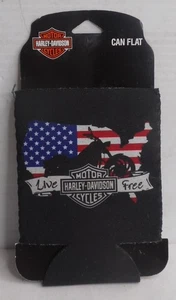 Harley-Davidson Motorcycle Beer Can Koozie Holder Negro Live Free - NUEVO - Imagen 1 de 2