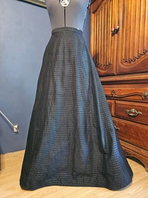 Costume Victorian Guilded Age 1890s Black Silk Maxi Skirt  - Image 1 of 4