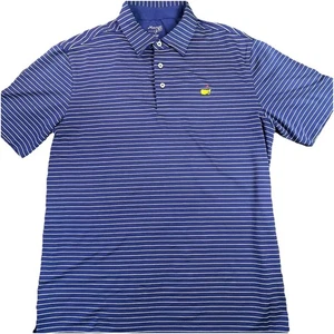 Masters Tech Poloshirt Herren Large Blau Golf Performance Gestreift Stretch Lg - Bild 1 von 16