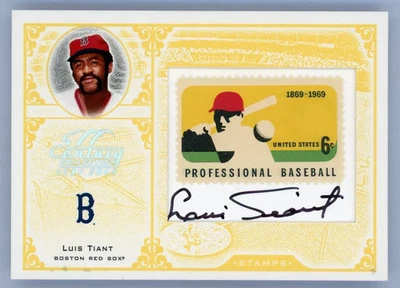 2004 Donruss Century Collection Luis Tiant #S-66 06/23 Postage Stamp Auto  - Image 1 of 2