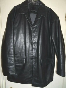 Kenneth Cole Men's Vintage Leather Coat - Black - L - Excellent Condition - Picture 1 of 9