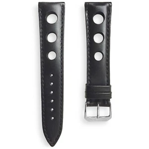 20 mm Negro JUCHTEN Cuero Perforado Carreras GT Rally Reloj Correa de Banda - Imagen 1 de 4