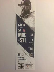 MILWAUKEE BREWERS VS ST LOUIS CARDINALS 30. MAI 2018 TICKET STUB - Bild 1 von 1