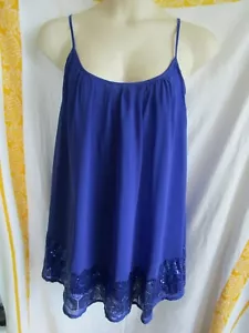 REVERSE, Long, Royal Blue Top, Bead Trim, Adjustable Straps, Sz M (12), Exc Cond - Picture 1 of 7