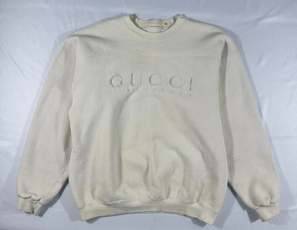 Suéter Gucci Relojes Para Hombre Cuello Redondo Talla Mediana Blanco DEFECTUOSO Foto 1 de 4